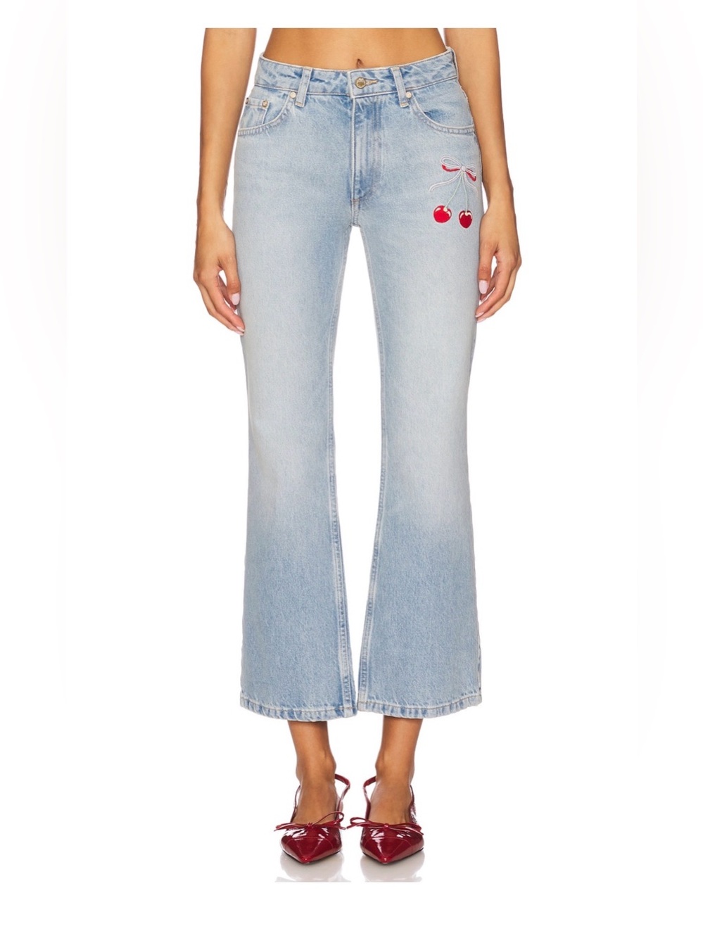 LoveShackFancy Sami Cherry Embroidery Jean